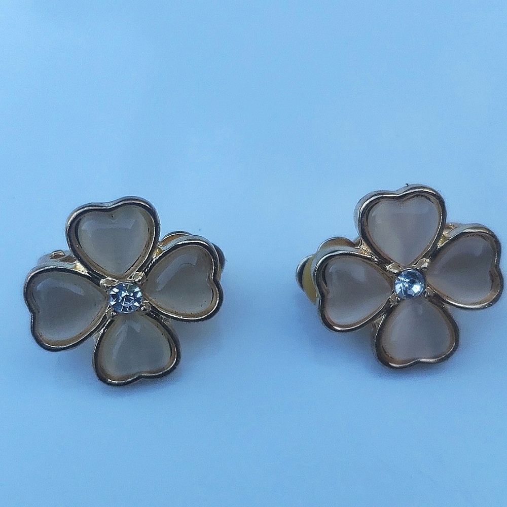 Exquisite passion flower clip on earrings